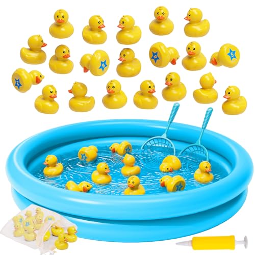 Duck Pond Matching Game Toys for Kids - 20 Plastic Ducks with Numbers,25