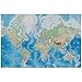 GREAT ART® Poster – World Map – Landkarte Reliefdesign Miller Projektion Erde Atlasmotiv Weltkugel Geographie Kartografie Weltkarte Dekoration Wandbild Din A2 (42 x 59,4 cm)