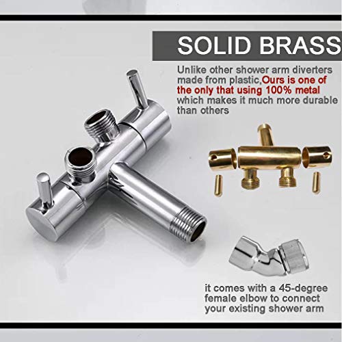 MISSMIN Dual Handles Shower Head Combo,Chrome - All Metal Shower Arm Diverter - Thumbnail 2
