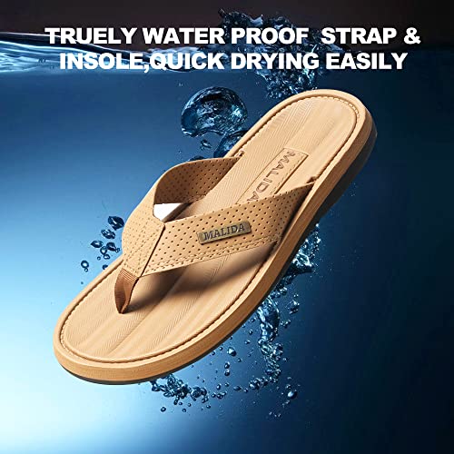 Image of MALIDA Mens Flip Flops Non-Slip Bathroom Shower Shoes Waterproof Cushion foam Indoor and Outdoor Thong Sandals