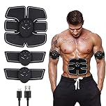HDAKDDHG ABS Trainer Muscle Stimulator, EMS Abdominal Stimulator with 6 Modes & 10 Intensities, USB Rechargeable for Men Woman Abdomen/arm/leg Home Office Exercise