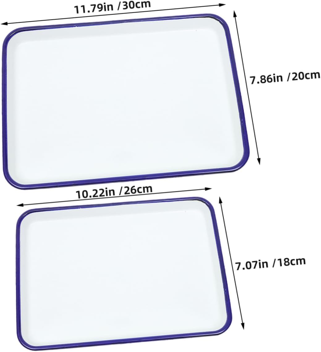 2pcs Enamel Oven Pan Heat-resistant Baking Dish for Versatile Cooking Laboratory Use and Cookie Baking Enamel Construction