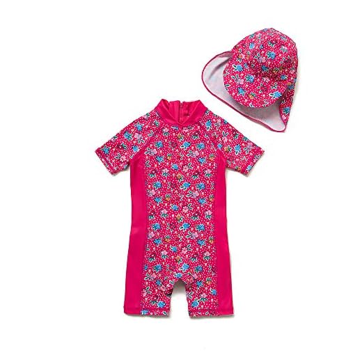 Baby Mädchen Ein stück Kurzärmel-Kleidung UV-Schutz 50+ Badeanzug MIT Einem Reißverschluss（Rosa-GDBlumen，24-36M）
