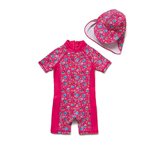 BONVERANO Infant Girl's UPF 50+ Sun Protection S/S One Piece Zip Sun Suit£¨Rosy 6-9mos£