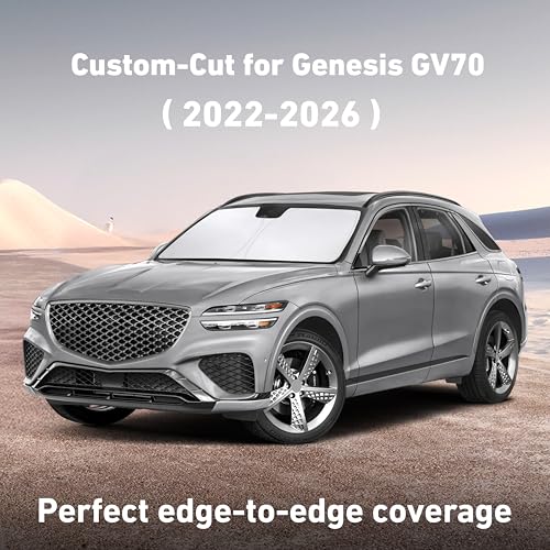 Image of EcoNour Windshield Sunshade Compatible for Genesis GV70 2022-2024 2025 2026, Sun Visor for Front Windshield & Window Sun Shade Cover, UV Heat Blocker & Protector, Car Accessories