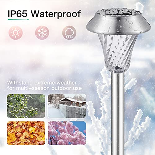 Brightown Solar Pathway Lights Outdoor - 8 Pack Garden Landscape Led Lighting Waterproof Walkway Solar Powered Auto On Off Super Bright Decorative Stainless Steel For Path Lawn Yard Patio (Grey) #TOP4