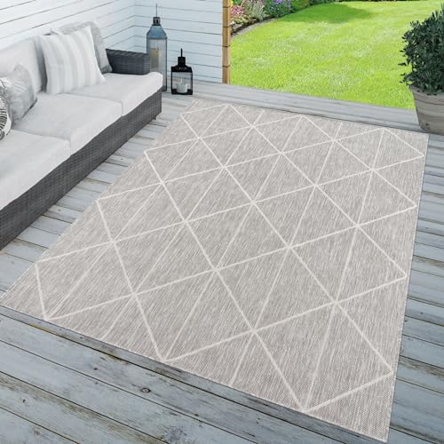 TT Home In-& Outdoorteppich Wetterfest Terrasse Küche Geometrisches Design Skandi Motiv, Farbe: Grau Creme, Größe:80x250 cm TT Home In-& Outdoorteppich Wetterfest Terrasse Küche Geometrisches Design Skandi Motiv, Farbe: Grau Creme, Größe:80x250 cm