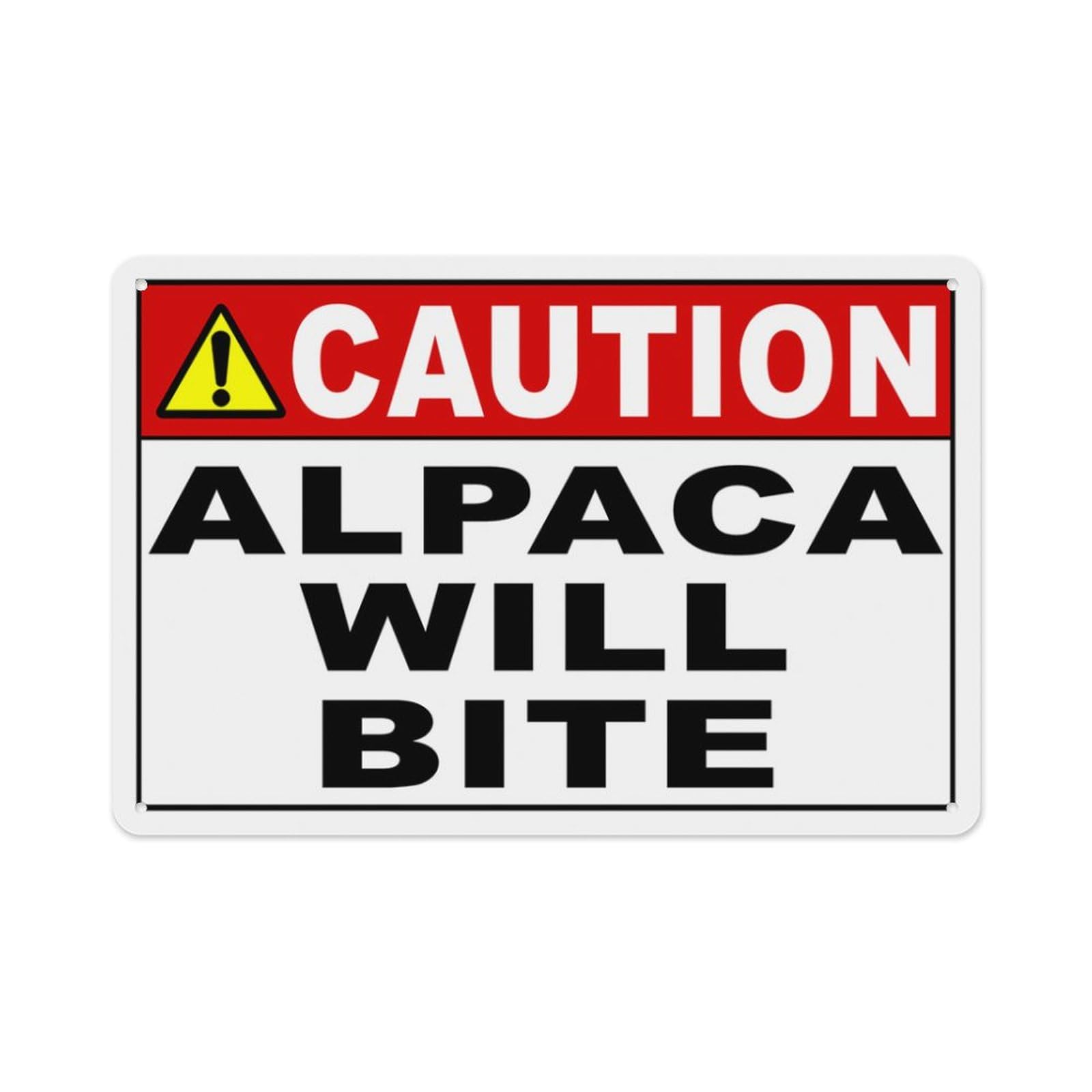 peiyeety Caution Alpaca Will Bite Sign Aluminum Tin Warning Signs for Home Outdoor Garden 8X12 Inches