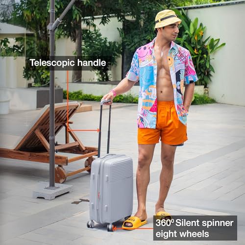 Image of Nasher Miles Krabi Expander Hard-Sided Polypropylene Cabin Luggage 20 inch | 55cm | 8 Wheels Small Trolley Bag for Travel | Suitcase (Grey)