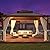 YOLENY 12' x 14' Hardtop Gazebo, Wood Grain Aluminum Frame Canopy with Galvanized Steel Double Roof, Outdoor Patio Gazebo with Netting and Curtains for Backyard, Patio, Lawns