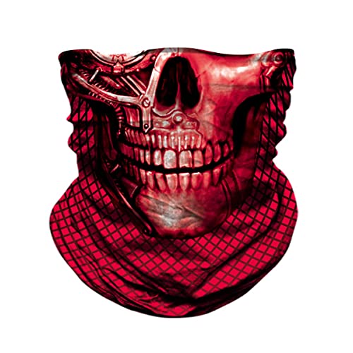 MIRKOO 3D Breathable Seamless Tube Face Mask, Dust-proof Windproof UV Protection Motorcycle Bicycle ATV Face Mask for Cycling Hiking Camping Climbing Fishing Hunting Motorcycling (Skull-847)