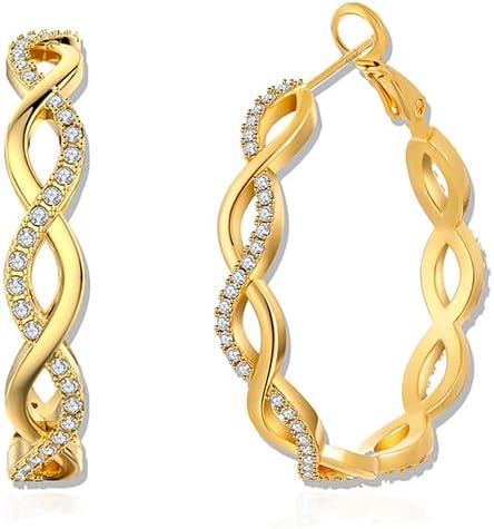 TOPBRIGHT Gold Hoop Earrings for Women, 14K Gold Plated Hoops with 925 Sterling Silver Post Hypoallergenic Lightweight Hoop Earrings for Women Men