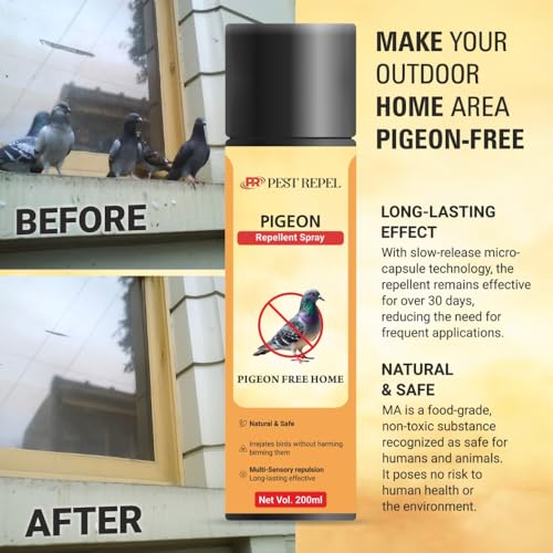Image of Pigeon Repellent Spray for Balcony, Terrace & Home | Anti Bird Sprays for Window, AC Outdoor Area, Roof, Parking & Garden | Easy to Use Outdoor Protection 200ml