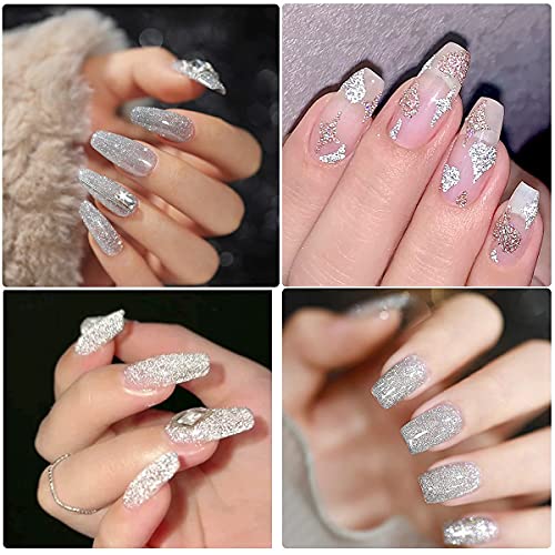 Veronni Silver Reflective Glitter Gel Nail Polish Explosion Bungee Soak Off Uv Nail Gel Shiny Sparkling Broken Diamond Disco Gel Nail Art For Daily Halloween Birthday Party (01) #TOP5
