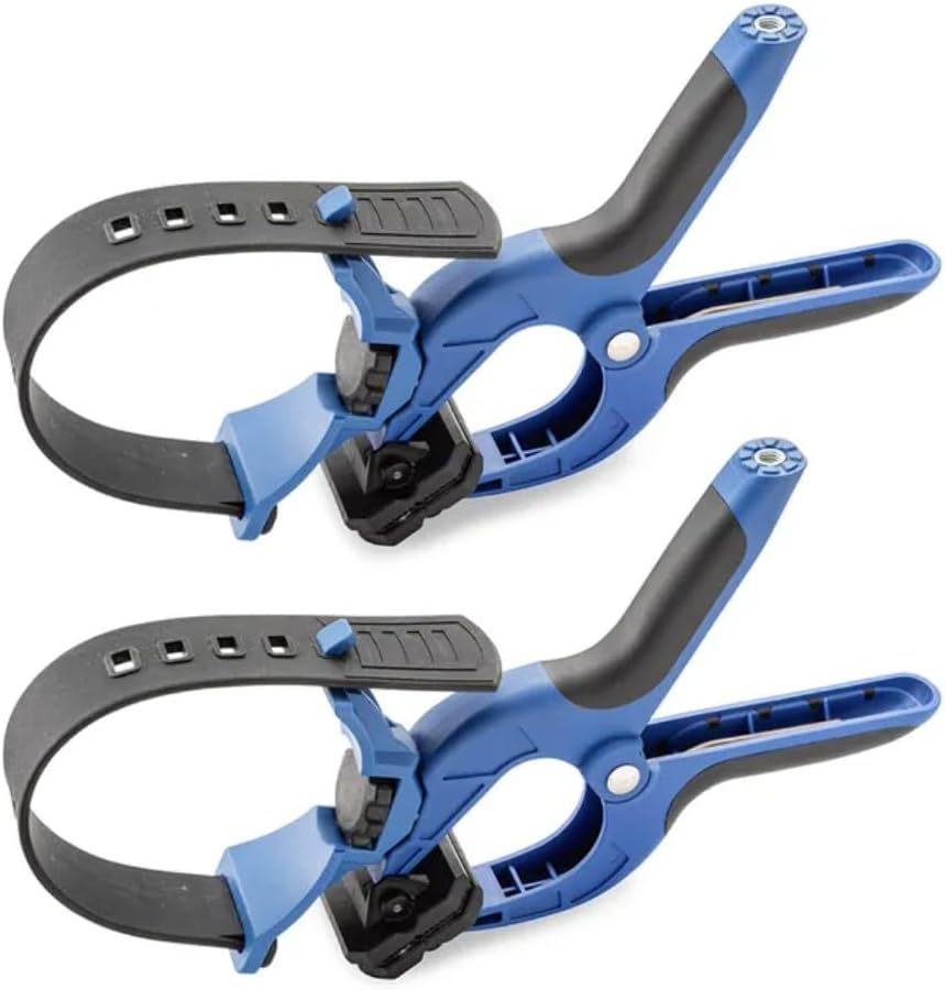 Rockler 4'' Clamping Hose Holders (Pack of 2) – Spring Clamps Hose Holder w/Nylon, Thermoplastic, Non-Slip Rubber Grip - 3'' Jaw Opening Dust Collection Accessories - Versatile Mounting Clamps