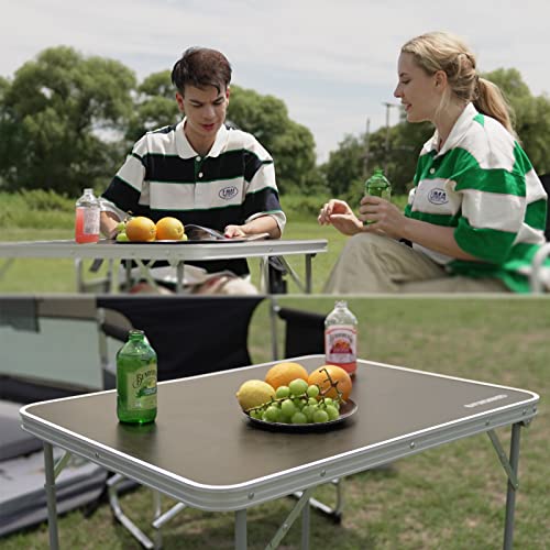 Fundango Folding Table, Portable Picnic Camping Table, Reinforced Steel Frame Folding Card Table With Handle, Easy To Carry And Clean, Great For Outdoor Beach Bbq Backyard, Black #TOP6