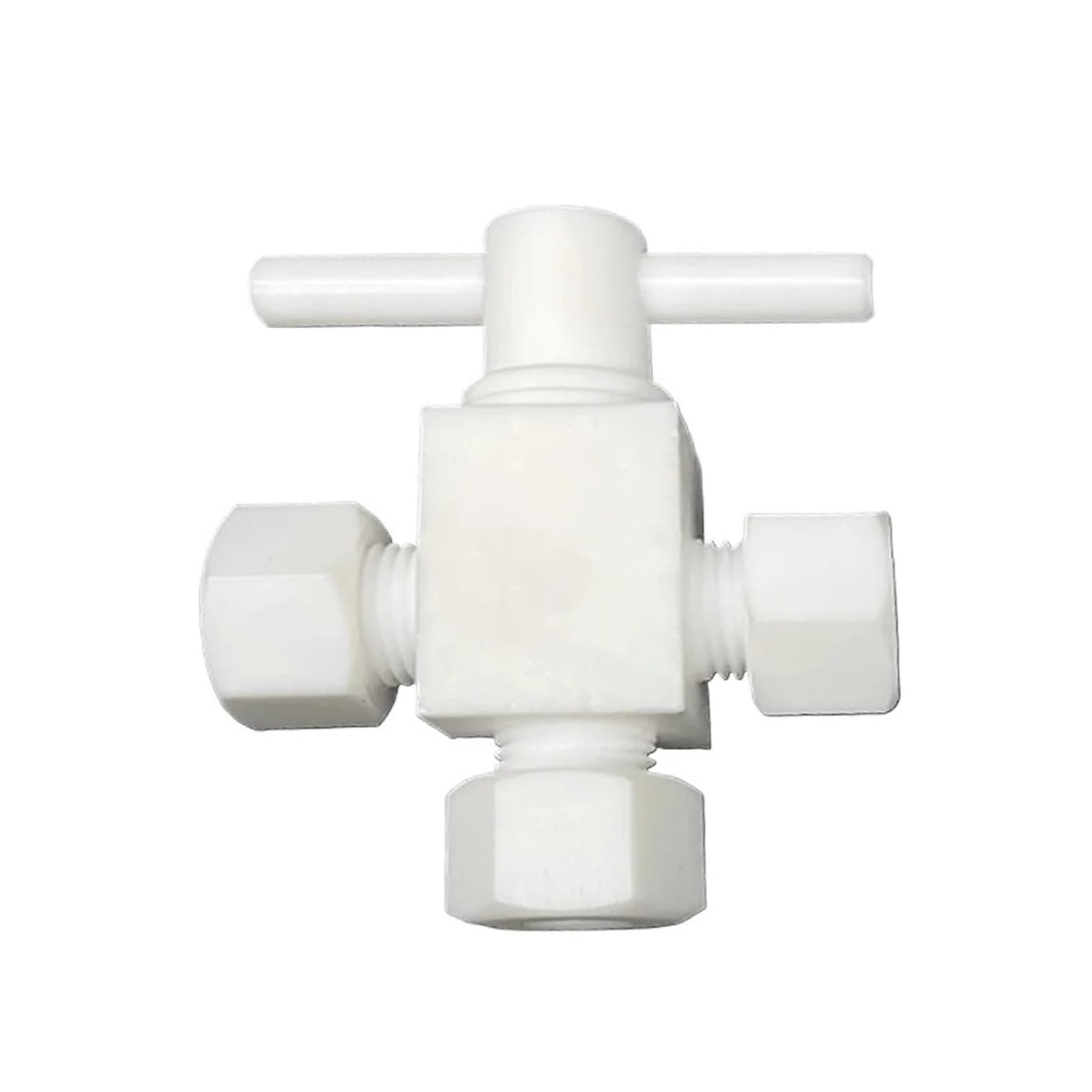 Vanne à boisseau sphérique verticale 3 voies en L 16mm pour raccordement compression PTFE