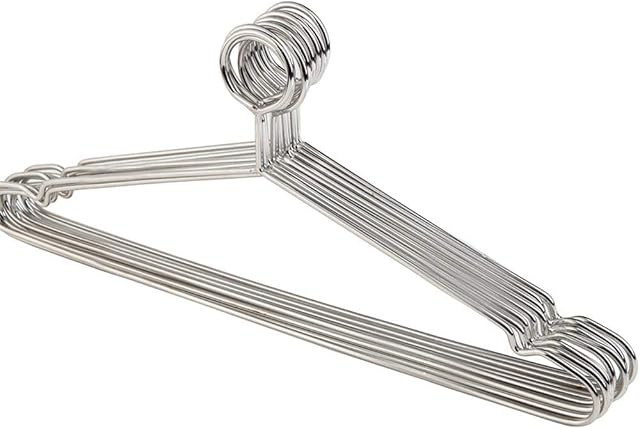 HEHELEBANG 10 pcs Anti-theft Stainless Steel Clothes Hanger with Security Hook Metal Clothing Hanger for Hotel Closet Organizer