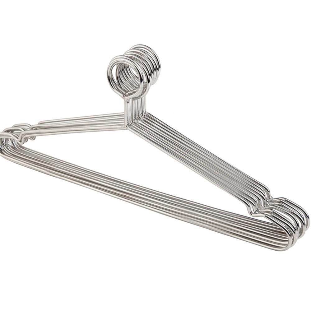 Hehelebang Silver 10 Pcs Anti-Theft Stainless Steel Clothes Hanger With Security Hook Metal Clothing Hanger For Hotel Closet Organizer