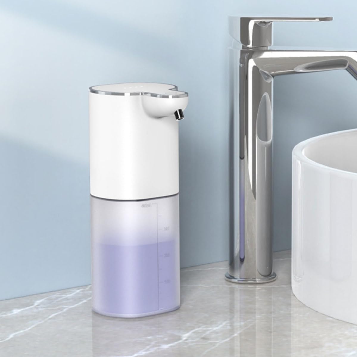 Didiseaon Dispenser Sapone Automatico Touchless 400ml per Bagno e Ufficio Sensore Infrarossi, Schiumogeno, Abs Resistente e Design Moderno Semplice