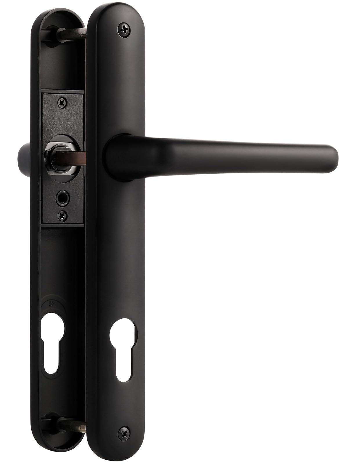SORWDUERM Black Antique Bronze Door Handles Set 92mm PZ Centres 210mm Screw Hole Distance 220mm Backplate Length Replacement Door Lever for UPVC Composite Timber Door Zinc Alloy