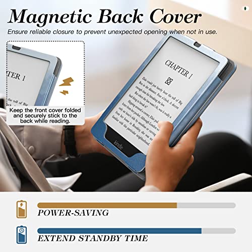 Dadanism Case For Kindle Paperwhite & Kindle Paperwhite Signature Edition(11Th Generation 2021), Slim Pu Folding Stand Auto Wake/Sleep Shell Cover Fit Kindle Paperwhite 2021 E-Reader, Misty Blue #TOP5