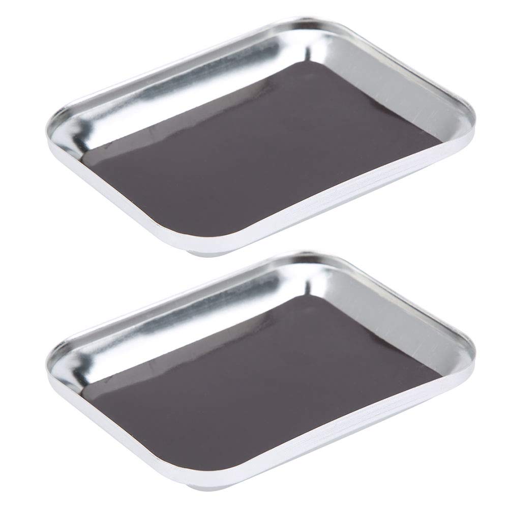 2 Pcs RC Repair Screw Tray, 105x85mm RC Model General Repairing Screw Tray with Magnetic Pad Aluminium Screw Tray for RC Model Cell Phone Repair Screw Tools(Silver)
