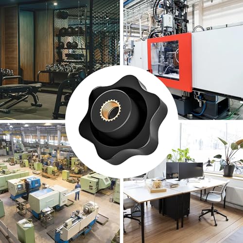 6 Stück M6 Sterngriffmutter, Stern Klemmknopf, Kunststoff Stern Rändelmutter, Durchmesser Schraube Gewinde Schwarz Innengewinde Mechanische Verriegelungsschraube Griffmuttern Äußerer Messing