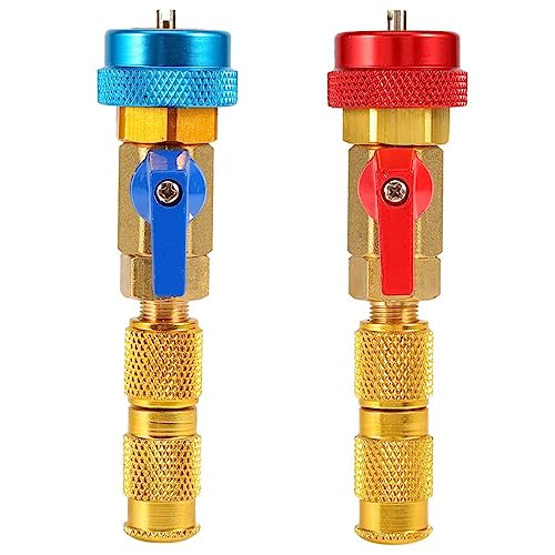 Kit de dépose et de pose de noyau de vanne R134A, outil de service pour climatisation haute et basse pression avec raccord rapide, outil bleu pour le côté...