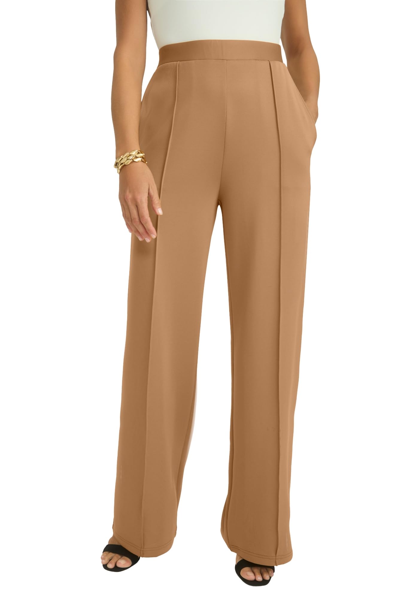 Jessica London Womens Plus Size Perfectease Wide Leg Pant