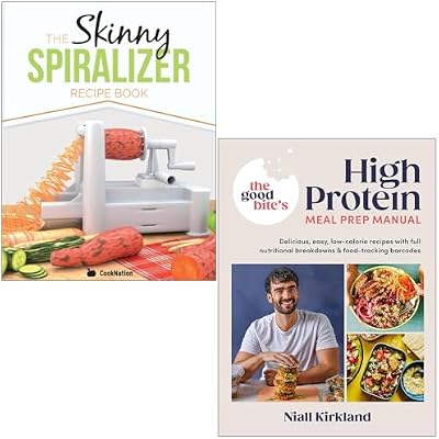 The Skinny Spiralizer Recipe Book By CookNation & [Hardcover] The Good Bite&rsquo;s High Protein Meal Prep Manual By Niall Kirkland 2 Books Collection Set