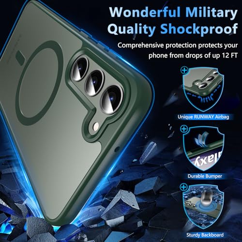 Image of OWKEY for Samsung Galaxy S23 Plus Case 6.6'', Magnetic S23 Plus Case Compatible with Magsafe, [Military Grade Shockproof] Translucent Back Slim Bumper Cover Phone Case Galaxy S23 Plus case, Green
