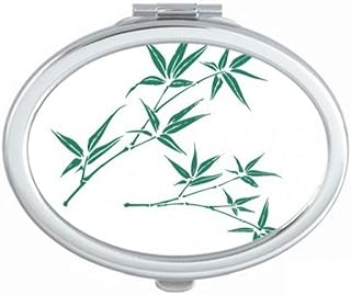 Painting Green Culture Bamboo Mirror Portable Fold Hand Makeup Double Side Glasses