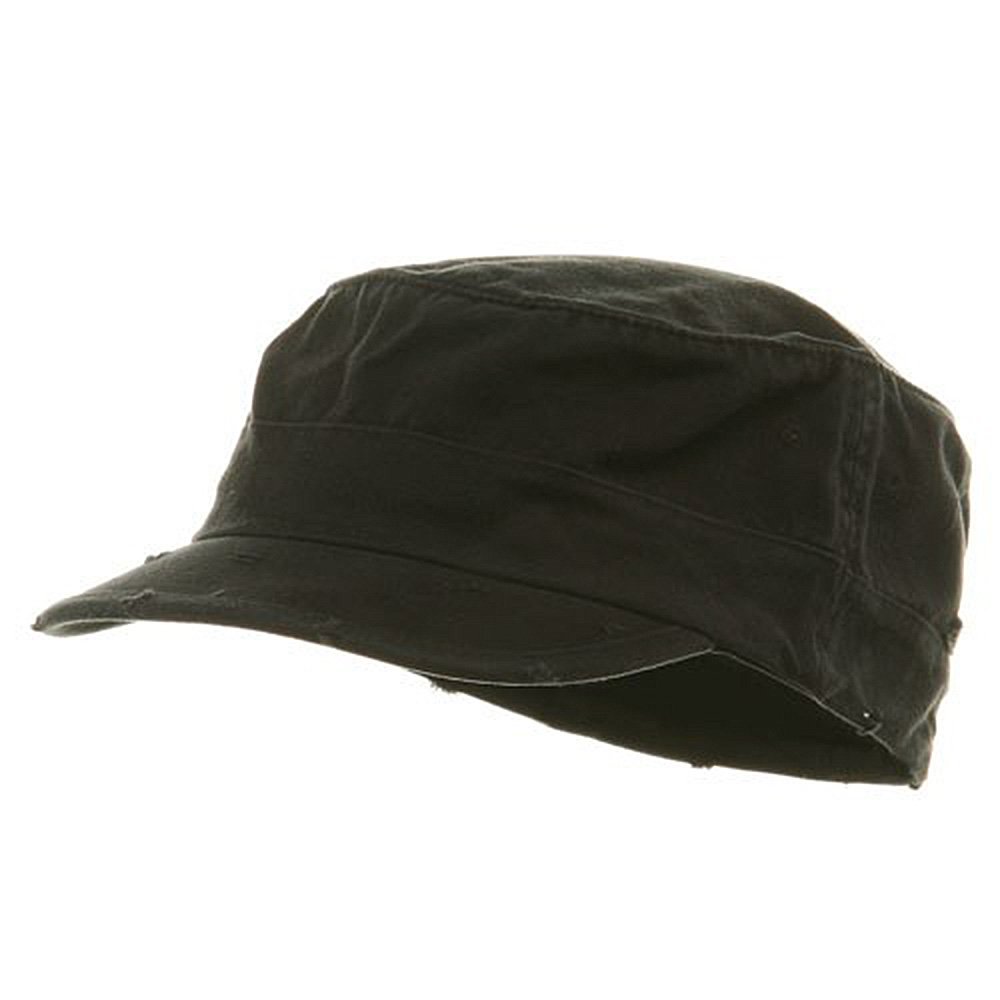 Washed Cotton Fitted Army Cap-Black W32S34E (S/M)