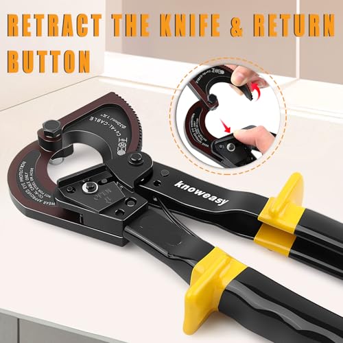 Image of Ratchet Cable Cutter,Knoweasy Upgraded Cable Cutter and Ratchet Wire Cutter Works for Aluminum and Multi-core Cables up to 240mm
