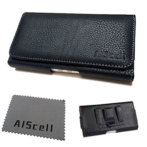 For Blu Studio 5.0 D530 Sideways Black Leather Sleeve Case Belt Clip Holster Pouch + Ais Cell Phone Microfiber Cleaning Cloth (By All_Instore) #TOP19