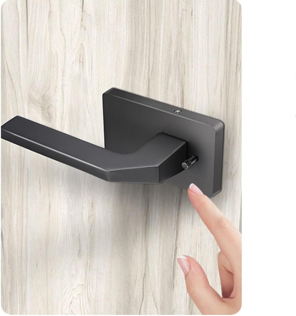 Door Knob Lever Single Tongue Door Lock Silent Door Levers Three-bar Lock Door Handle Without Key for Bedroom Or Bathroom-Grey Door Lock with Handle (Color : Gray Set)