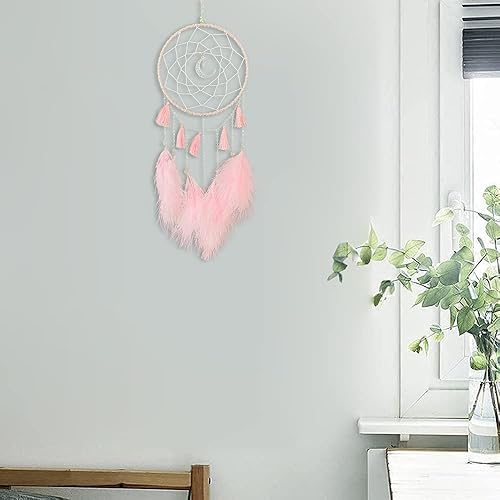 Miniatura 8 de Atrapasueños rosados y nativos hechos a mano atrapasueños para niños y niñas, dormitorio, pared, decoración para colgar en el hogar