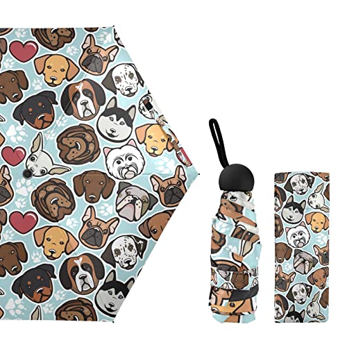 Mrmian Cute Doodle Dog Print Folding Umbrella For Rain Sun Travel Animal Mini Lightweight Compact Umbrellas #TOP1