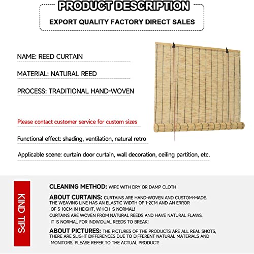 Reed Curtain Bamboo Blinds Outdoor Blinds Roll Up Shade Retro Roman Shades Shade Natural Reed Blinds Bamboo Reed Curtains With Lift Sun Protection Breathable Privacy Custom #TOP6
