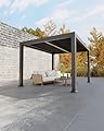 Garveelife All-Aluminum Louvered Pergola 10' x 12', Outdoor Pergola with Adjustable Louvered Roof, Reinforced Aluminum Frame, Integrated Drainage System, Hardtop Gazebo for Patio, Deck, Gray