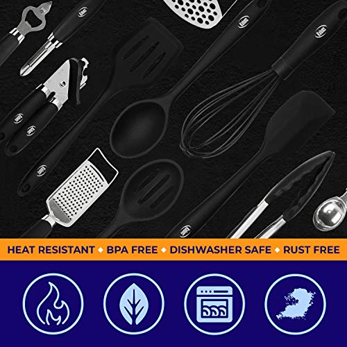 Cooking Utensils Set, 24 Silicone Kitchen Utensils, Non-Stick and Heat Resistant Kitchen Tools, Useful Cooking Gadgets (Blue) - Thumbnail 5