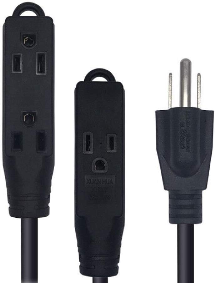 Tekit 1-to-3 US 3 Prong Splitter,16 AWG Multi 3 Outlet Extension Wire, US Standard 3 Prong Y Splitter,USA Outlet Splitter 3 Prong,NEMA 5-15P to 5-15R x 3 Y Split Cord, UL Listed (1ft/0.3m, Black)
