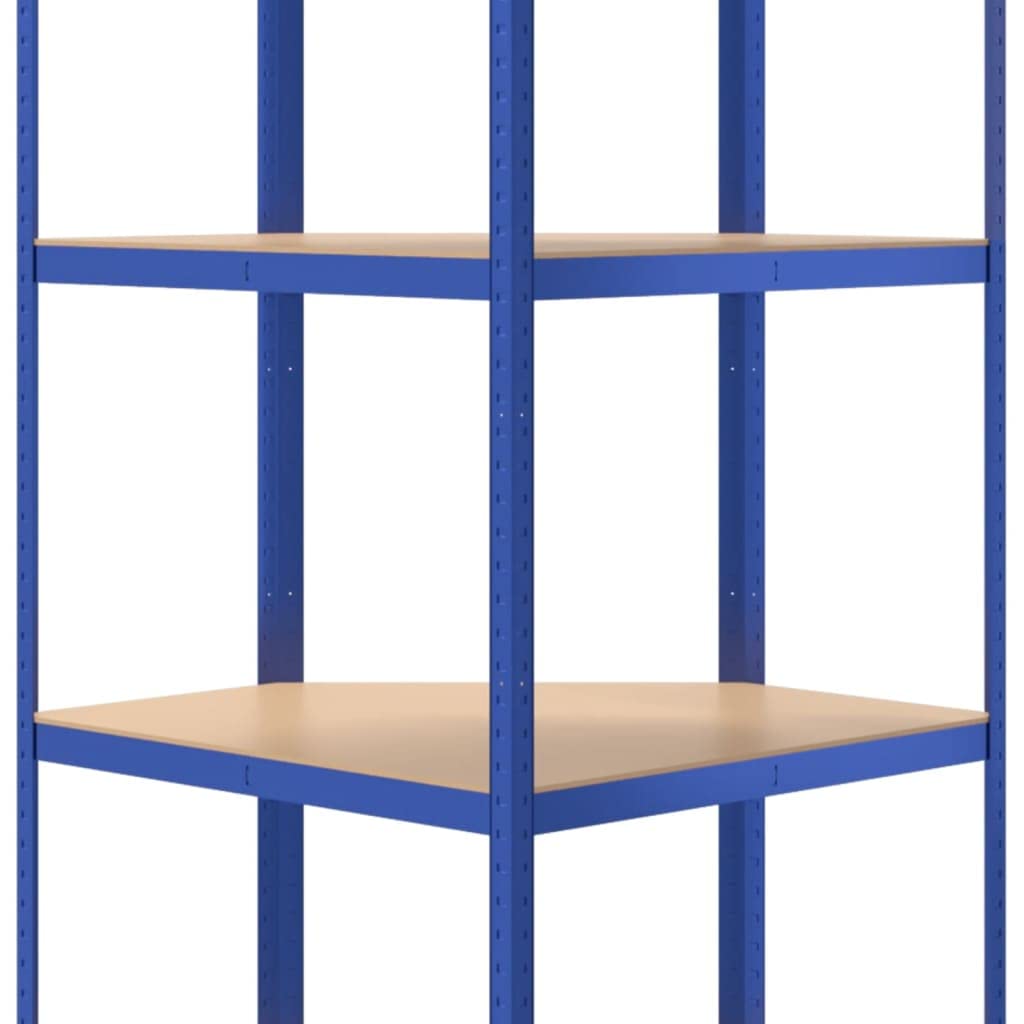 Étagère d'angle à 4 Niveaux Bleu Acier et Bois d'ingénierie,Entreprise & Industrie,Stockage Industriel,Étagères industrielles,12.77 kg-152852