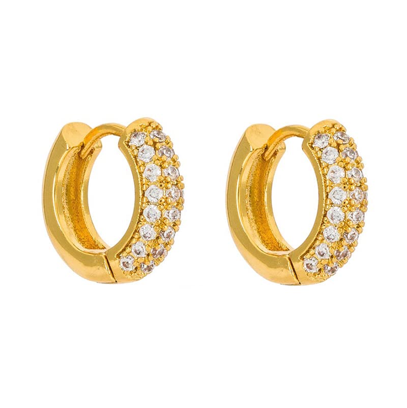 14K Gold Round Hoop Earrings for Women,Dainty Moissanite Huggie Earrings,Fashion Jewelry Gift for Her