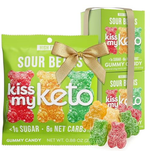 Kiss My Keto Sour Sugar Free Gummy Bears, 16-Pack Satisfy