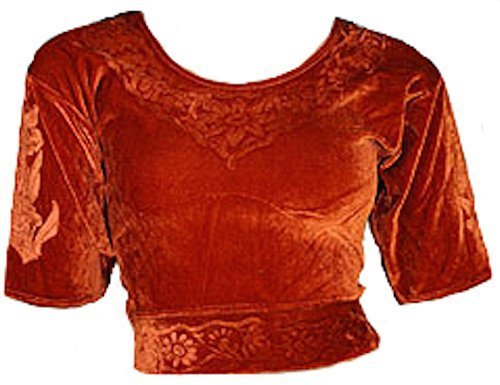 Caramelo Terciopelo Top Blusa Choli para Bollywood Sari Talla S
