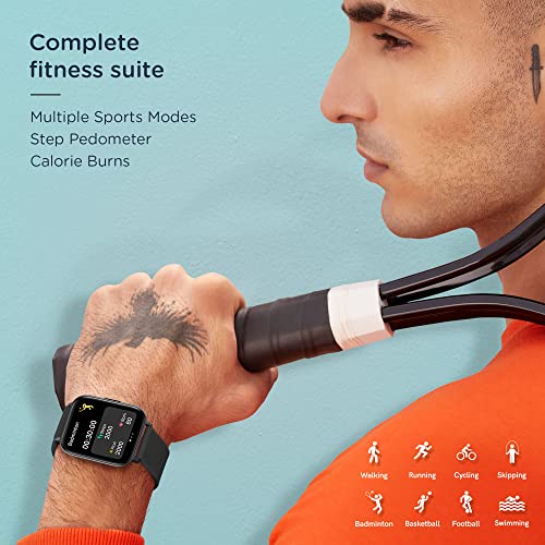 Image of Pebble Pace Pro Smart Watch with 1.7 Bright HD Curved Display, Dedicated Dual Sensors for 24x7 SpO2, HR BP Monitoring, Multiple Fitness Modes, Sleep Tracking,Long Battery, IP68 Rated (PFB14 Jet Black)