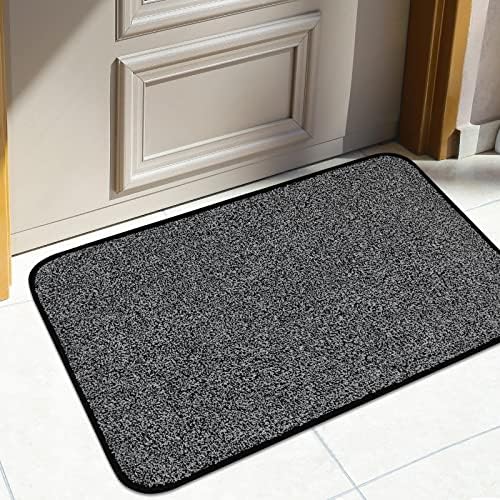 LUX XD Non-Slip Door Mat Low Profile Shoe Scraper Dirt Trapper Polyester Doormat, Super Absorbent, Ideal for Indoor Outdoor High Traffic Area 18 x 30 Inches Black & White