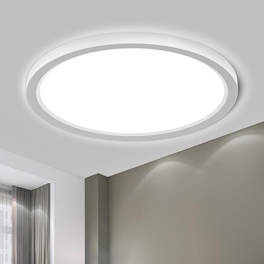 LQWELL® Lámpara de Techo LED, IP44, Resistente al Agua, para Baño, Redonda, Plana, 32W, 6500K, 3400LM, Moderna, Sencilla, Fina, para Salón, Dormitorio, Cocina, Oficina, 400 x 25 mm